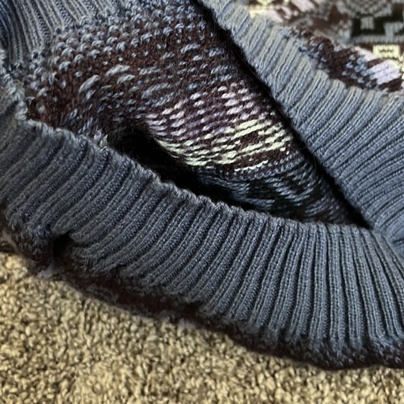 Custom warm wool knit purple llama crew neck sweater from Mexico large Aztec - Picture 3 of 3